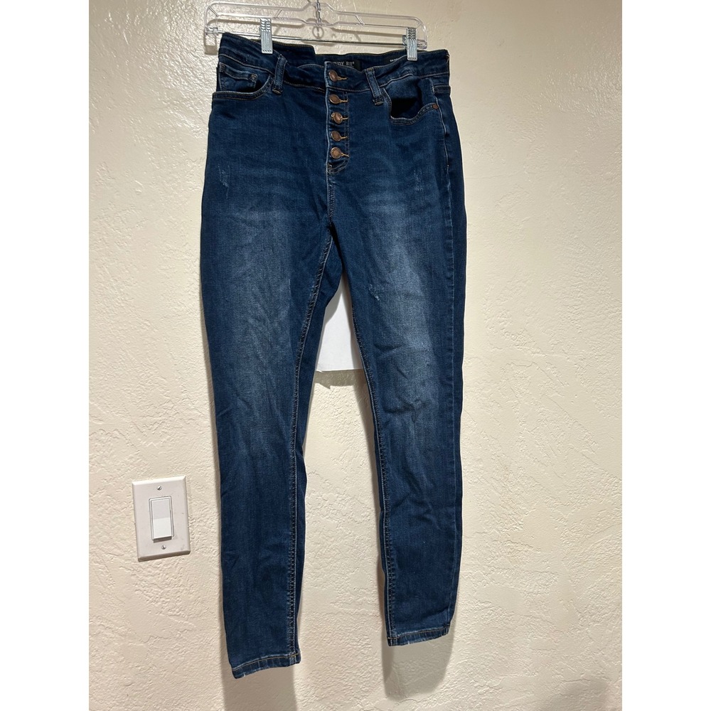 Judy‎ Blue Los Angeles Womens Skinny Fit Jeans Button Fly Dark Wash Size 11 30